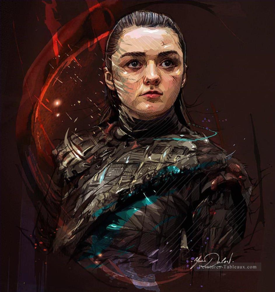 Portrait d’Arya Stark cg Le Trône de fer Peintures à l'huile
